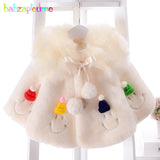 1-3Years/Winter Children Outerwear Baby Girls Clothing Infant Coats Cute Warm Thicker Faux Fur Jackets Cloak Kids Clothes BC1533