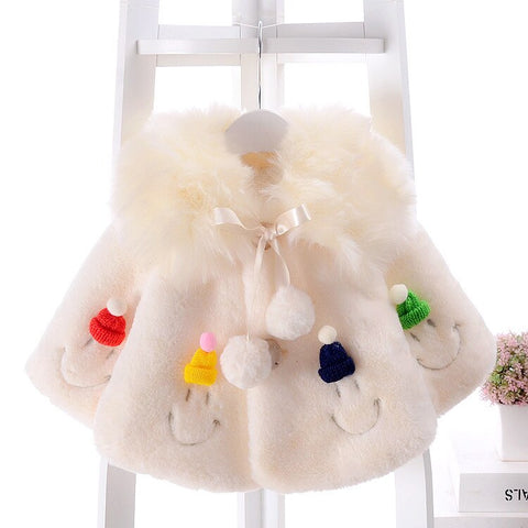 1-3Years/Winter Children Outerwear Baby Girls Clothing Infant Coats Cute Warm Thicker Faux Fur Jackets Cloak Kids Clothes BC1533
