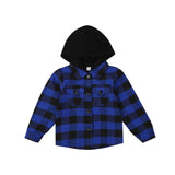 1-4Years Infant Plaid Pattern Coat Baby Long Sleeve Single-breasted Hoodie Pockets Shirts