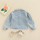 1-6Y Kids Girls Boys Denim Jacket 2 Colors Blue Solid Long Sleeve Single Breasted Hole Ripped Coats