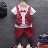 1 year birthday gentleman  born baby boy clothes formal striped short sleeve suit summer baby boy wear clothing outerwear sets