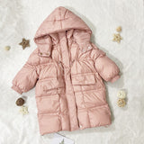 100-150 Cm Winter Girls Boys Long Down Coat Baby Kids Children Thick Warm Hooded Jacket Outerwear