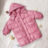100-150 Cm Winter Girls Boys Long Down Coat Baby Kids Children Thick Warm Hooded Jacket Outerwear