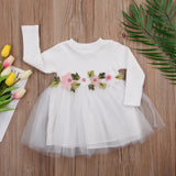 1PC Flower Girls Autumn Winter Knitted Dresses Cute Infant Baby Girl Long Sleeve Pink White White Tutu Ball Gown Dress 0-3Y