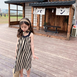 2 To 6 Years, 2023 Girls Cute Dress Beach Dot Stripe Baby Backless Dress Sundress Children Sundress,#6133