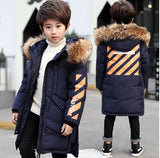 '-20 Degree High Quality New Boy's clothing Long winter Down jacket with for boys Parka Kids Clothes Youth Children Fur hood Coat