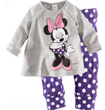 2017 Minnie Cartoon Mouse Baby Toddlers Kids Girls Polka Dots Stripe Nightwear Pajamas Set Sleepwear Homewear Clothing Suit 1-8Y