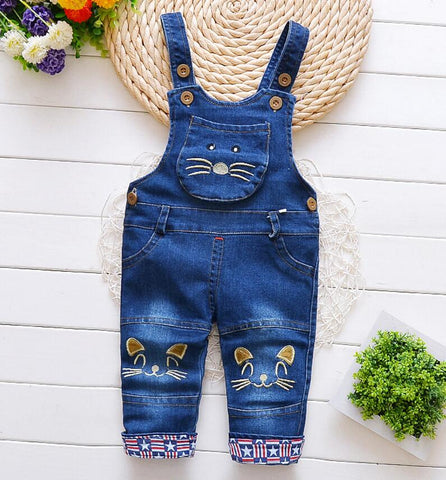 2018 Spring Cartoon cowboy Baby Belt pants cute Baby Boy Girl Boy pant High Quality Denim Overalls Infant Clothing Baby Clothes