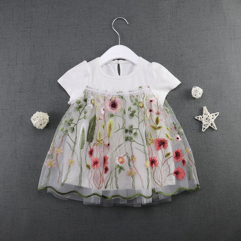 2018 Summer Baby Girl Lace Dress Embroidered Dress New Brand Design Girl Floral Princess Dresses Birthday Party Child Clothing