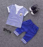 2017 Summer Style Cheap Infant Clothes Baby Clothing Sets Stripe model Cotton Roupas Bebes Short Sleeve 2pcs Baby Boy Clothes