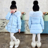 Winter Jacket For Girls Fur Hooded Baby Girls Winter Coat Cotton-Padded Parka Down Thick Kids Children's Outerwear JW2625