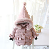 Winter Jacket For Girls Fur Hooded Baby Toddler Girls Winter Coat Cotton-Padded Parka Thick Kids Children's Outwear JW2617