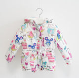 Winter Kids Jackets & Coats Girls Graffiti Parkas Hooded Baby Girl Warm Outerwear Cartoon Animal Children's Jacket