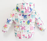 Winter Kids Jackets & Coats Girls Graffiti Parkas Hooded Baby Girl Warm Outerwear Cartoon Animal Children's Jacket