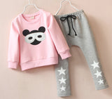 2017 hot sell   spring Kids Sweatshirt sets cartoon rabbit panda print sport girl boy clothes pink designer baby brand toddler