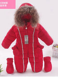 2017   style winter natural fur baby clothes girls boys Thick Warm jumpsuit  born snowsuit kids down rompers kids clothing