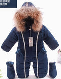 2017   style winter natural fur baby clothes girls boys Thick Warm jumpsuit  born snowsuit kids down rompers kids clothing