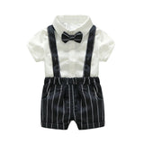 2018 spring baby boy clothes sets tie+solid shirt+suspender shorts 3pcs suits kids clothing sets infant gentleman wedding suits