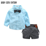 2018 spring baby boy clothes sets tie+solid shirt+suspender shorts 3pcs suits kids clothing sets infant gentleman wedding suits