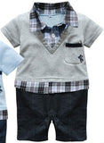 2018Hot selling Baby romper/Boys clothing set baby bodysuits Polo style short-sleeved Romper/ Grey and Blue colors