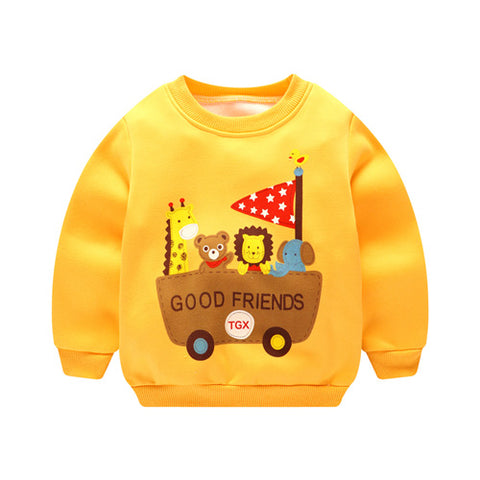 2018 Autumn Baby Girls boy Clothing Cartoon car Printed Long Sleeve Newborns Sweater Boy Girl Thicker
