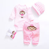 2018 Baby Girl Clothes 4pcs Clothing set Pink Cotton Romper White Dot Pant Heart Shoes Cuties Hat Newborn Clothes