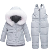 2018 Baby Girl Winter Clothes Sets Hooded Kids Down Jacket Overalls Jumpsuits Snow We Children Boys Clothing 1 2 3 Years