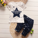 2018 Baby Girls Boys T-shirts Outfits Casual Star Design Shorts Sleeve Tee Casual Travel Clothes Twins Cotton Fashion Clothing