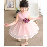 2018 Baby Girls Purple Dress New Summer Casual Style Princess Dresses Kids Clothes Floral Design for Baby Girls freeshipping