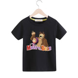 2018 Boy Girls Cartoon Masha And The Bear T-shirt Children Summer Short Sleeves 100%Cotton Tee Tops Clothes Baby Tshirts TX030