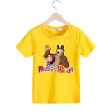 2018 Boy Girls Cartoon Masha And The Bear T-shirt Children Summer Short Sleeves 100%Cotton Tee Tops Clothes Baby Tshirts TX030