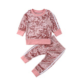 2018 Brand New Toddler Baby Girls Fashion Clothes Sets 2PCS Velvet Long Sleeve Solid Pullover Sweatshirt Tops+Pants Outfit 6M-5Y