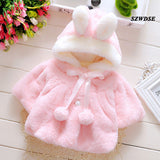 2018 Children's Baby Spring warm tops soft Plush rabbit-ears hoodies  born cute cosplay clothing 3M-24M Free shipping