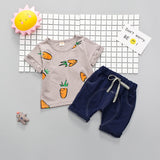 2018 Cotton Set Beach Travel Outdoor Cute Cartoon Design Cloth Baby T-shirt Summer Children Short Sleeve Sets for Boys and Girls