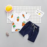 2018 Cotton Set Beach Travel Outdoor Cute Cartoon Design Cloth Baby T-shirt Summer Children Short Sleeve Sets for Boys and Girls
