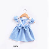 2018 Cute Lace Backless Baby Girls Dress Summer Princess Party Dresses 1-4 Years Kids Wedding Bow Vestido Children Pink Clothes