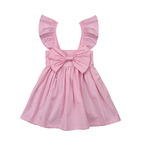 2018 Cute Newborn Kids Baby Girls Clothes Ruffled Bow Party Dress Casual Outfits Summer New