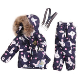 2018 Hot Sale New Children's Down Jacket Suit Baby Boy Warm Winter Co Pants 2 Pcs Set Thick Real Fur Kids Clothes Set 2-8T