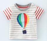 2018 Kid T-shirt Summer Children Boys Cartoon Tee Shirt Cute Cartoon Vehicle and Balloon Pocket Tops 1-6Y