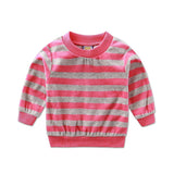 2018 Baby Velour Long Sleeve Blouse Spring O Neck Striped Shirt Newborn Girls Undershirts Toddler clothes