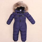 2018 New Arrive Warm Children's Down Jacket Real Fur Baby Girl Boy Jumpsuit Kids Winter Ski Suit Thickening Overalls 3-8 Years
