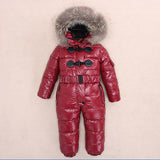 2018 New Arrive Warm Children's Down Jacket Real Fur Baby Girl Boy Jumpsuit Kids Winter Ski Suit Thickening Overalls 3-8 Years