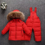 2018 New Baby Winter Down Jacket for Girl clothes Pants Suits Boy Coat parka real Raccoon fur kids Outfit children clothing Sets
