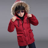 2018 New Boys Winter False Two-Piece Fashion Long Fur Coll Hooded Handsome Co Child Bodycon Long Sleeve Jacket
