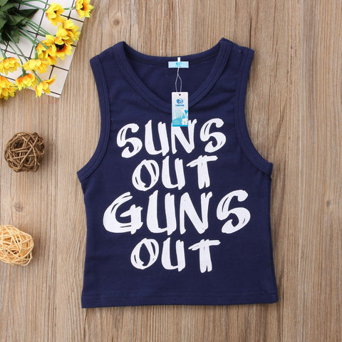 2018 New Fashion Navy Blue Letter Print Newborn Toddler Kid Baby Boy Girls Summer Sleeveless Letter Casual T-shirt Top Clothes