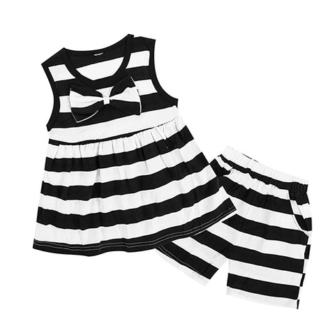 2018 Nice kids designer brand kids Toddler Kids Baby Girls Summer Outfits Clothes Dress+Short 2PCS Set DCC024