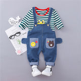 2018 Rushed Newborn Clothes Official Store Boys And Girls Autumn Outfit Set 0-3 Years Old Infant Striped Bib Two-piece