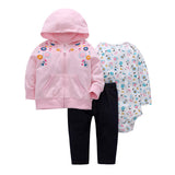 2018 Sale  Official Store For Bebek Newborn Clothes Infant Cotton Printed Jacket Pants 3 Piece Pieces Of Color Mixed.