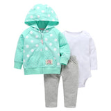 2018 Sale  Official Store For Bebek Newborn Clothes Infant Cotton Printed Jacket Pants 3 Piece Pieces Of Color Mixed.