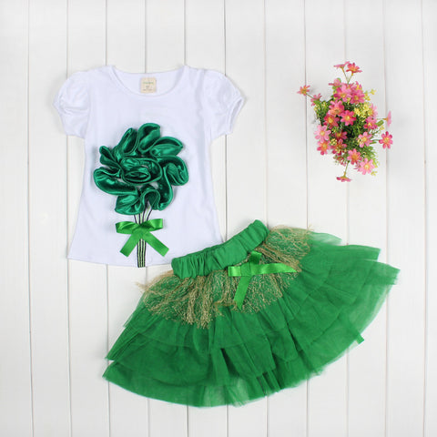 2018 Summer Baby Girls Clothing Set Flower Tops And Kids Tutu Skirts 2Pcs Set Newborn Baby Girl Clothes Set Infant Sport Suit